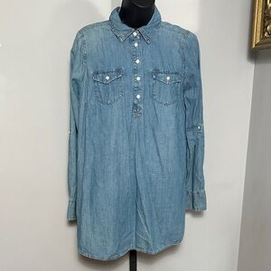 Liz Lange Maternity Medium 8-10 Tunic Denim Shirt